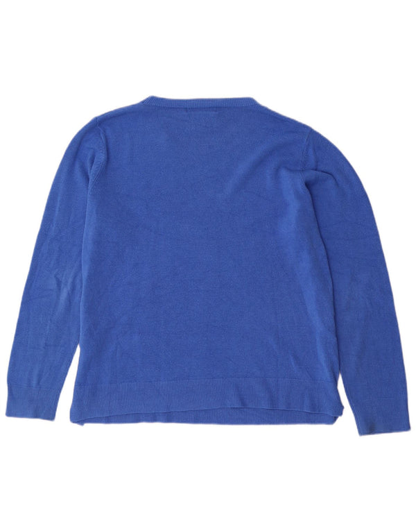 Marks & Spencer Damski sweter z dekoltem w łódkę, UK 18 XL, niebieski akryl