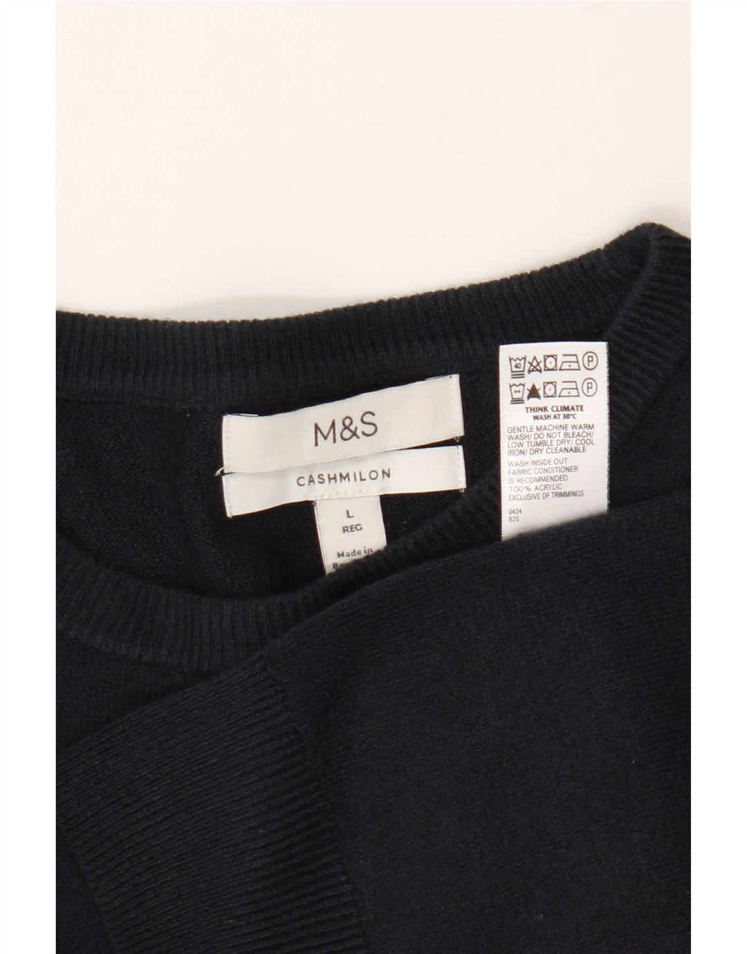 Marks & Spencer Męski sweter z okrągłym dekoltem, duży, granatowy, akrylowy