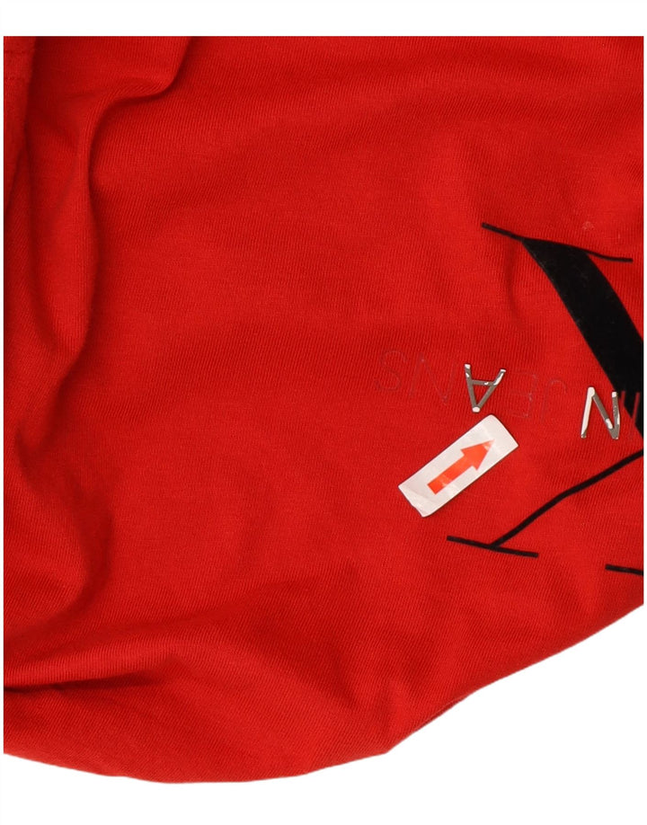 Damski T-shirt z grafiką CALVIN KLEIN JEANS, UK 14, średni czerwony, bawełniany