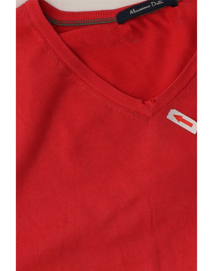 Męski sweter Massimo Dutti z dekoltem w kształcie litery V, duży, czerwony