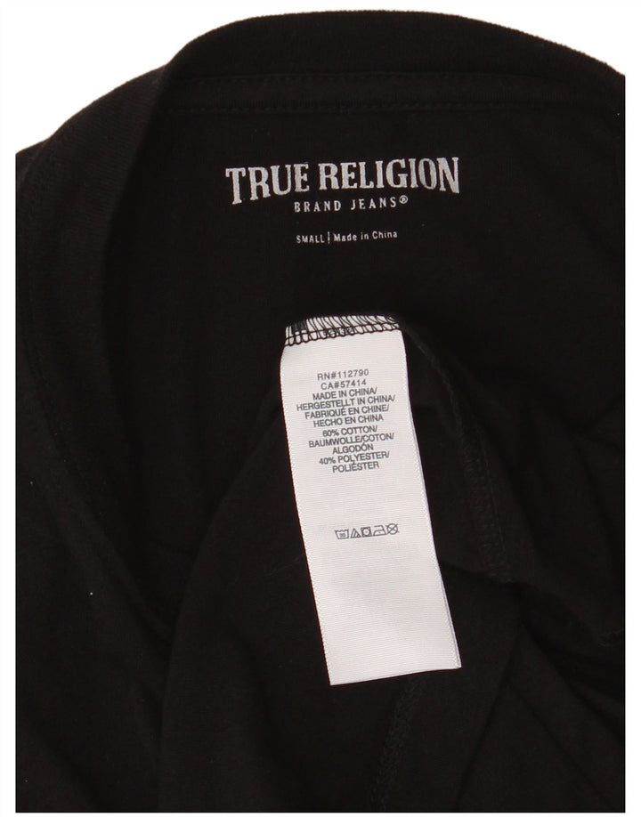 Męski top z grafiką True Religion z długim rękawem, mały, czarny, bawełniany