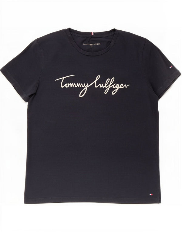 Damska koszulka graficzna Tommy Hilfiger Top UK 22 3XL Granatowa bawełna