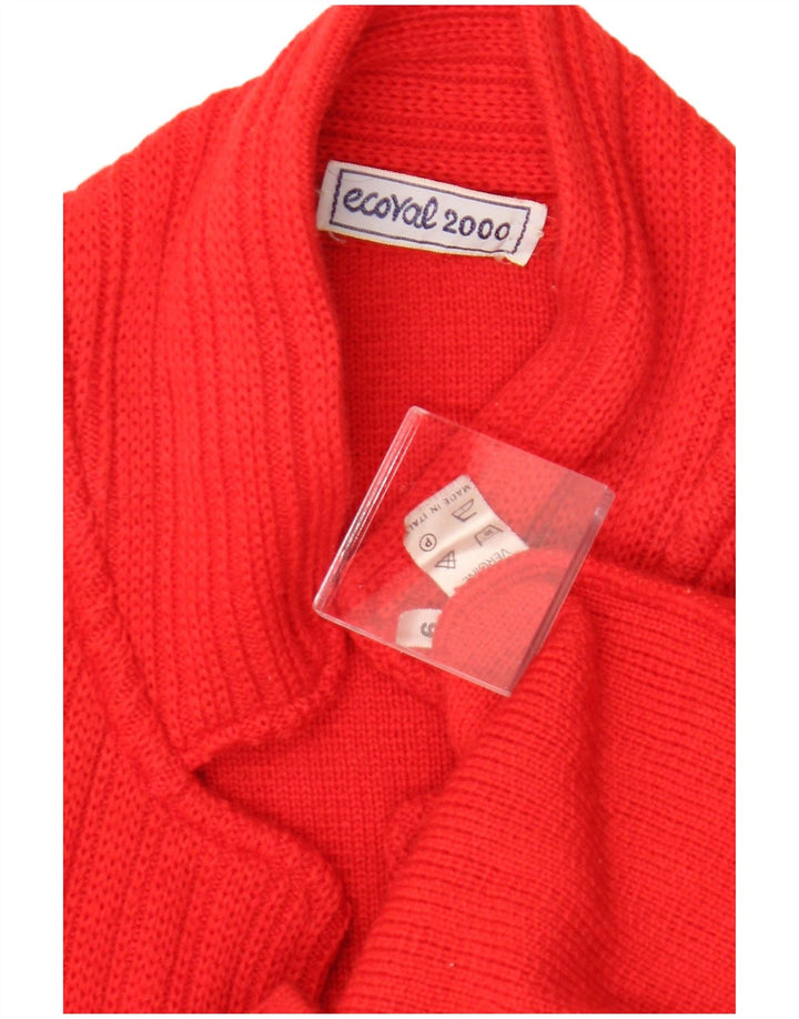 Vintage damski sweter rozpinany US 6, średnia czerwona dziewicza wełna