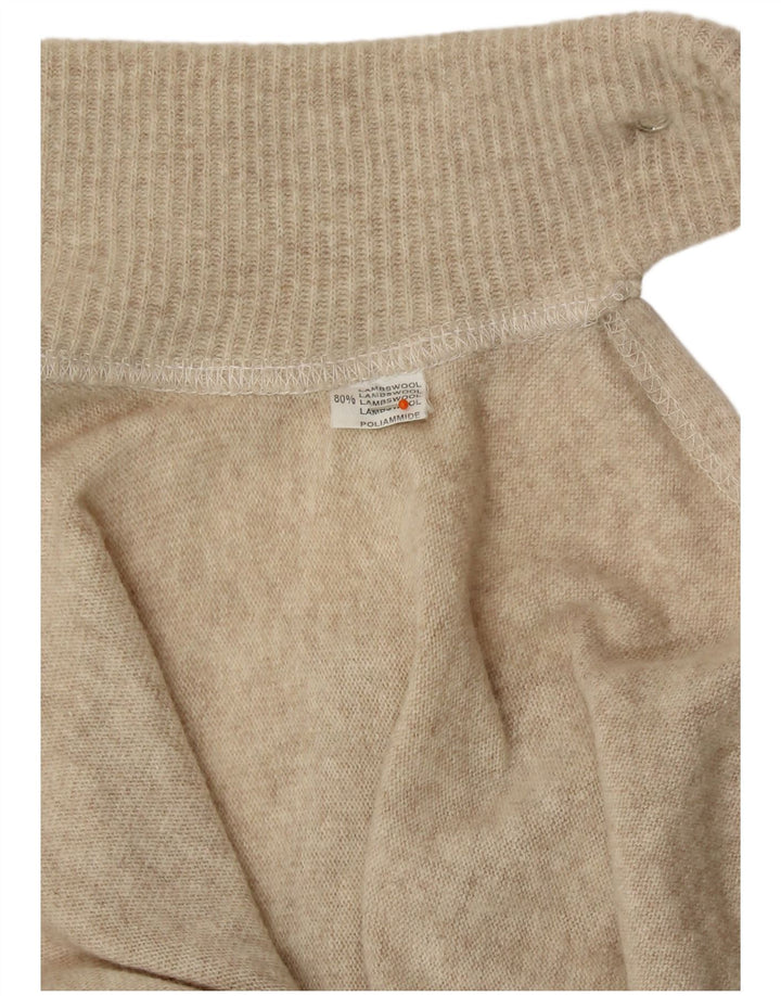 Damski sweter poncho VINTAGE w jednym rozmiarze, beżowy, z owczej wełny