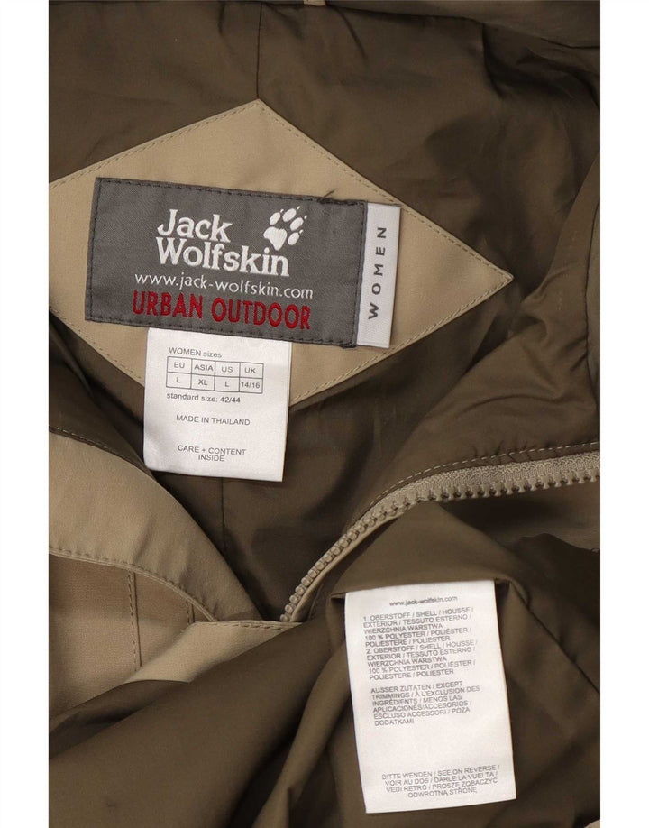 Damska kurtka użytkowa z kapturem Jack Wolfskin UK 14/16, duża, khaki, poliester