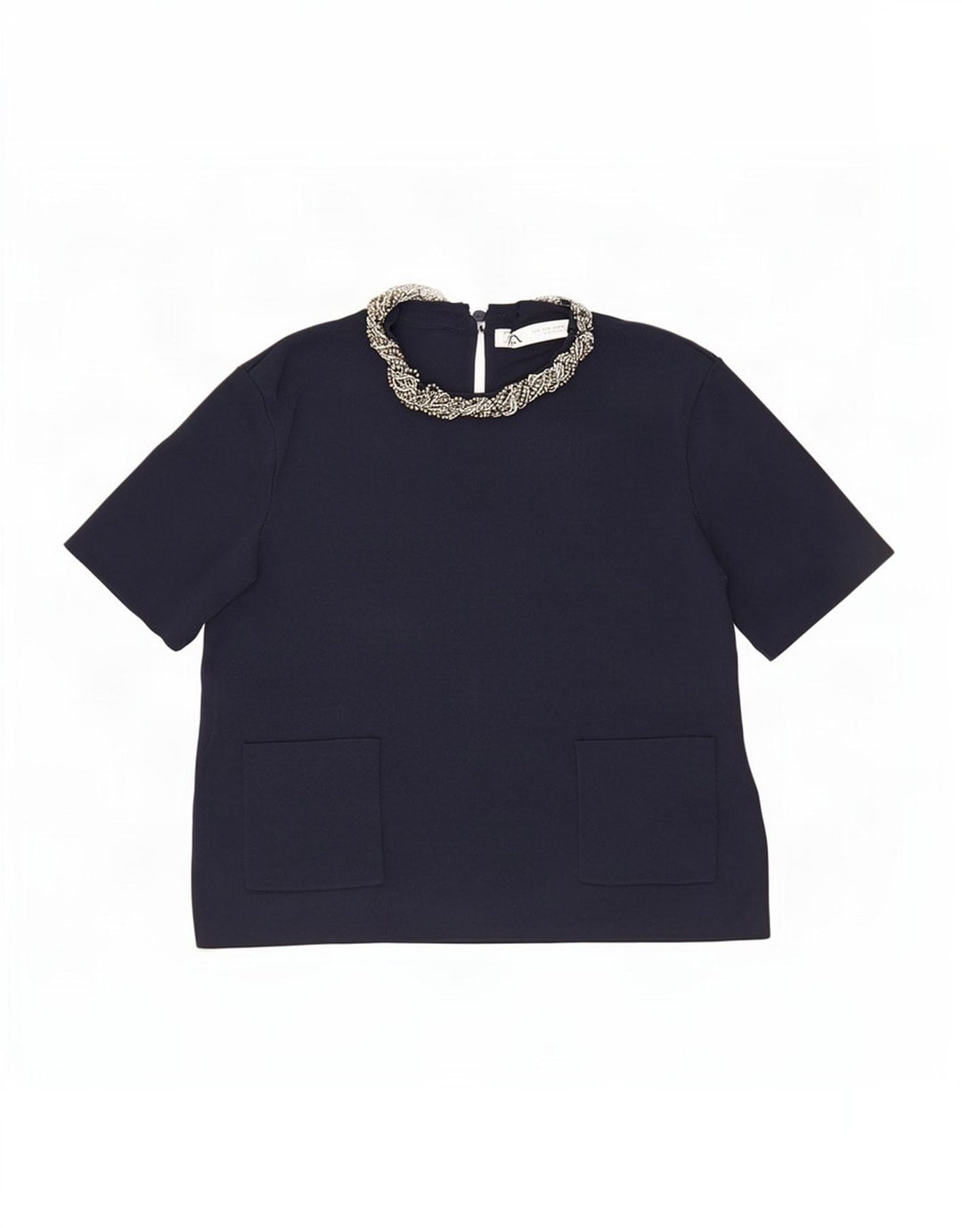 Damska bluzka Zara Crop Top UK 12 Średni granatowy wiskoza