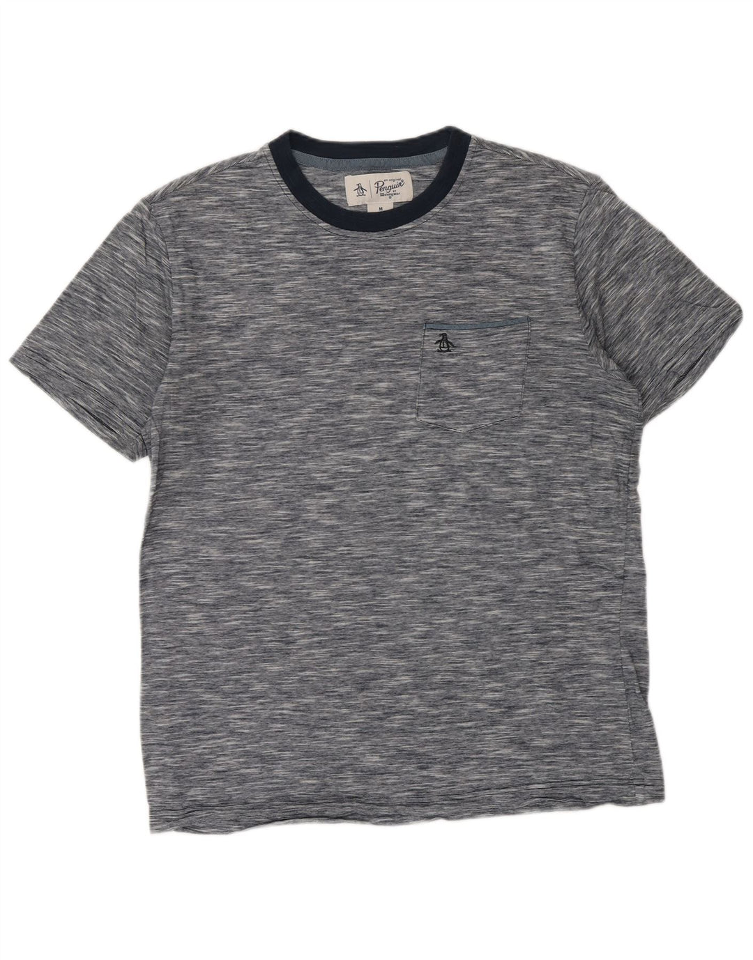 T-shirt męski PINGWIN, średni, granatowy, z bawełny w cętki