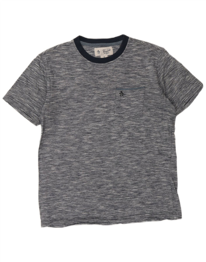 T-shirt męski PINGWIN, średni, granatowy, z bawełny w cętki