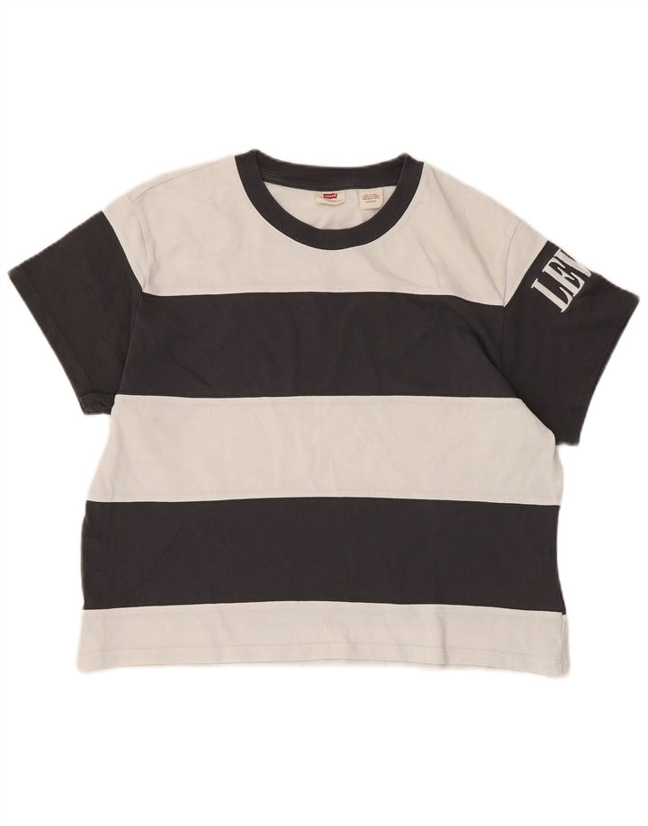 Damska koszulka Levi's Crop Oversize z grafiką Top UK 6 XS w czarne paski