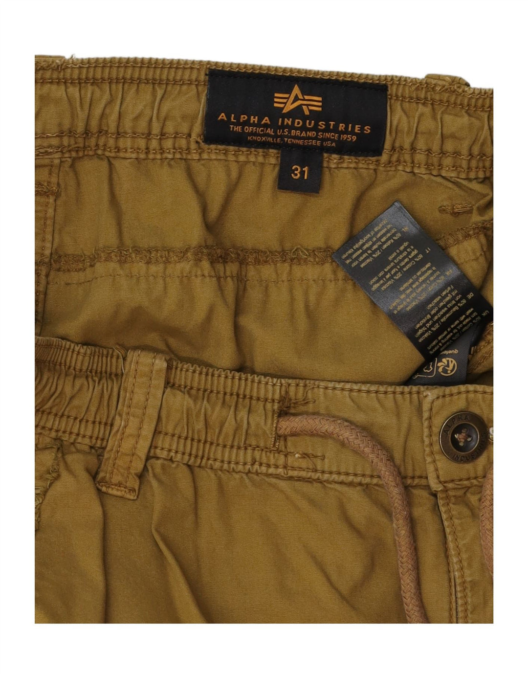 Męskie spodenki cargo Alpha Industries W31, średnia bawełna khaki