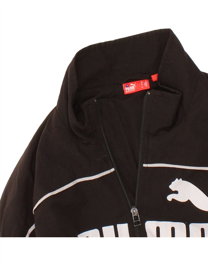 PUMA Mens Graphic Tracksuit Top Jacket Medium Black Polyester Vintage Puma and Second-Hand Puma from Messina Hembry 
