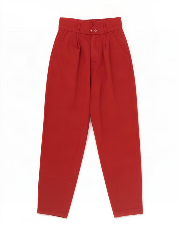 Vintage damskie zwężane spodnie typu casual z wysokim stanem, małe W26 L25 bordowe