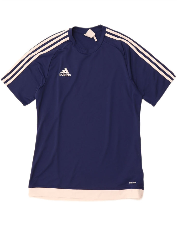 Męska koszulka ADIDAS Climalite Top, średni granatowy poliester z blokami kolorów