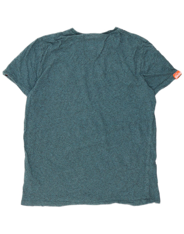Męski T-shirt Superdry XL, zielona bawełna w plamki