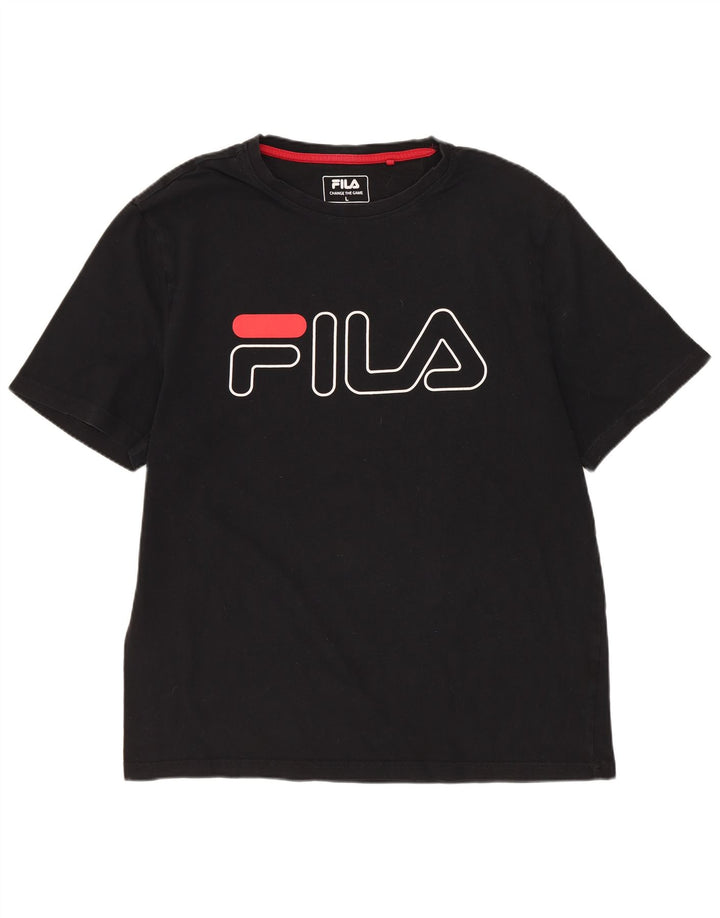 Męski T-shirt z grafiką FILA, duży, czarny