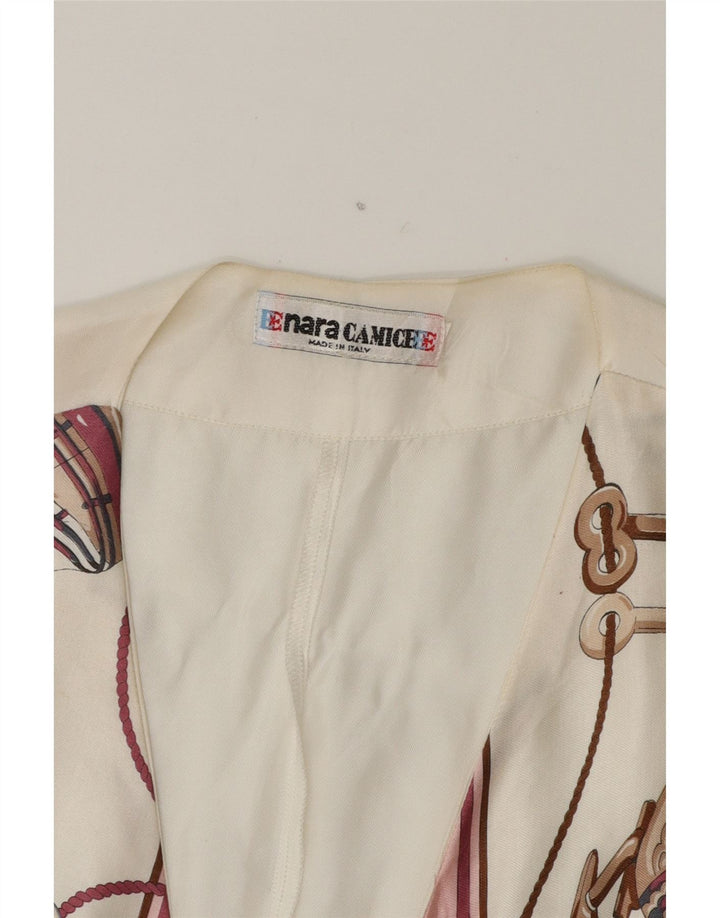 ENARA CAMICECE Womens Abstract Pattern Waistcoat UK 18 XL White Viscose Vintage Enara Camicece and Second-Hand Enara Camicece from Messina Hembry 