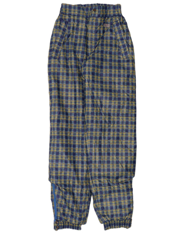 Damskie spodnie wiatrówki z wysokim stanem w stylu vintage IT 44 Medium W26 L32 Granatowe Bl