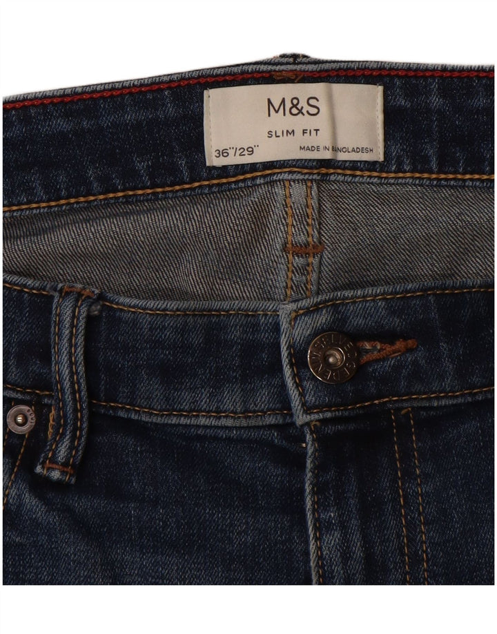 Marks & Spencer Męskie jeansy slim W36 L29 Niebieskie bawełniane