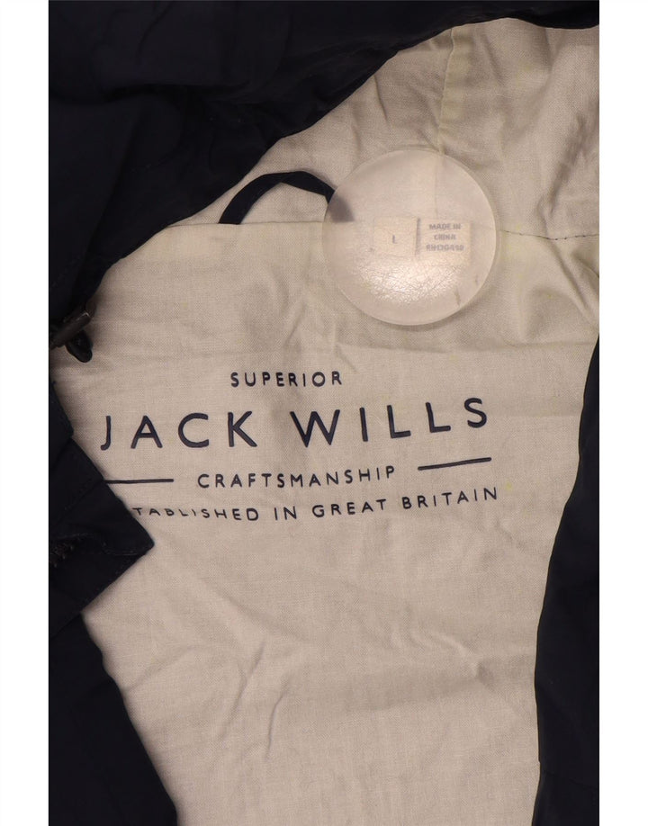 Męska kurtka przeciwdeszczowa z kapturem Jack Wills UK 40, duża, granatowa, bawełniana
