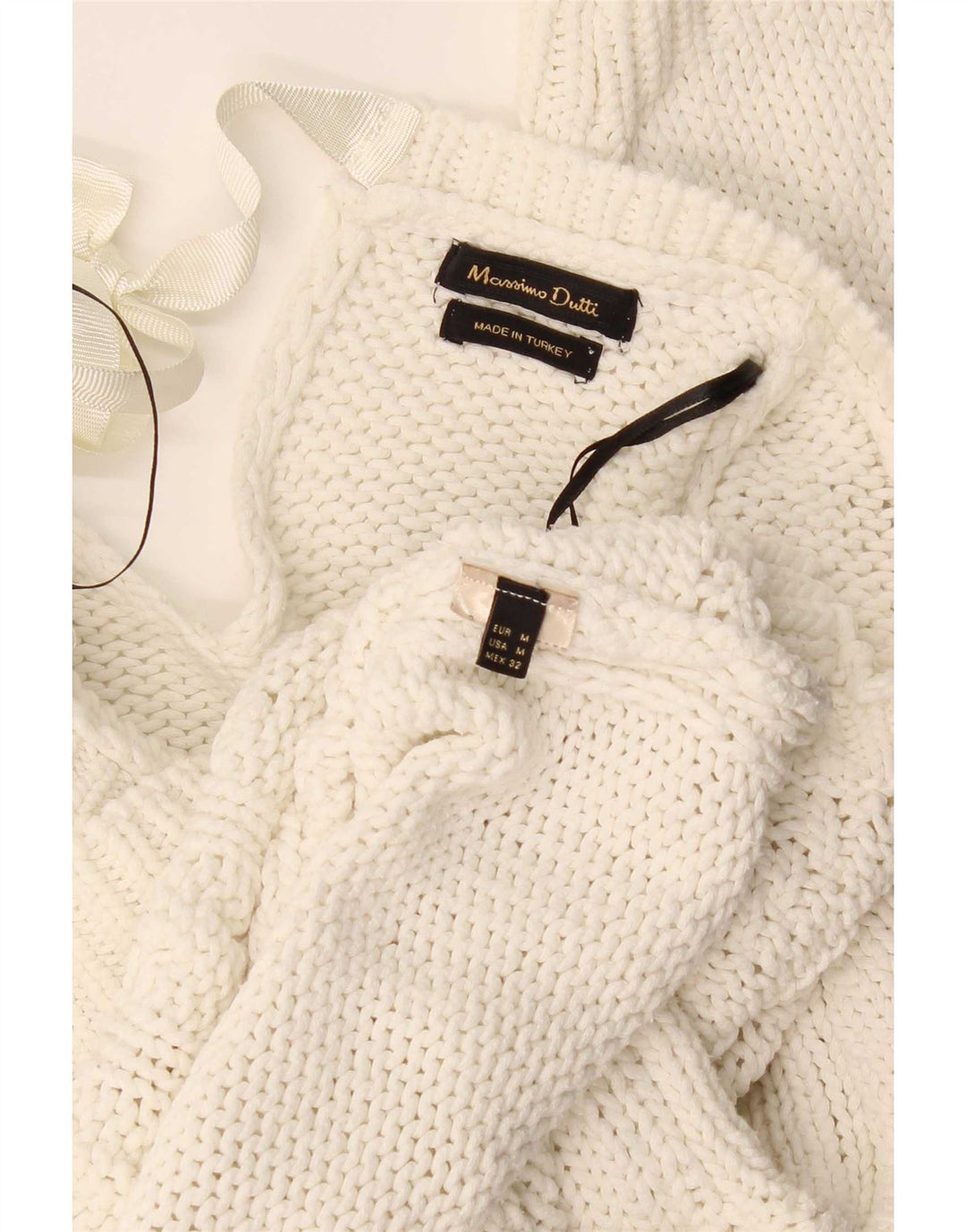 Sweter damski Massimo Dutti z dekoltem w łódkę UK 14 Średni biały
