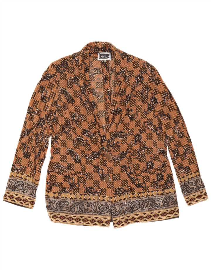 LUISA SPAGNOLI Damska marynarka zapinana na 2 guziki IT 48 XL, brązowa paisley