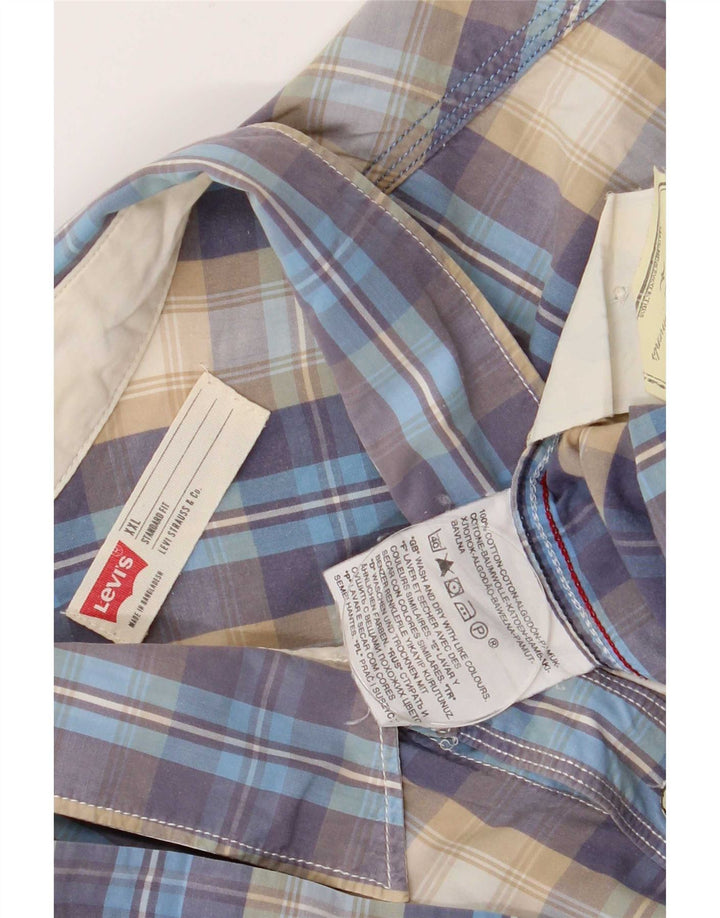Koszula męska Levi's z krótkim rękawem, standardowym krojem, 2XL, niebieska, bawełniana w kratkę