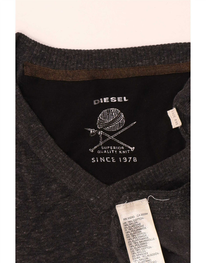 Męski sweter Diesel z dekoltem w kształcie litery V, 2XL, szara bawełna