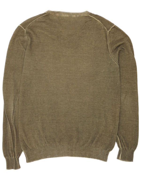Męski sweter Sisley z dekoltem w kształcie litery V, duży khaki