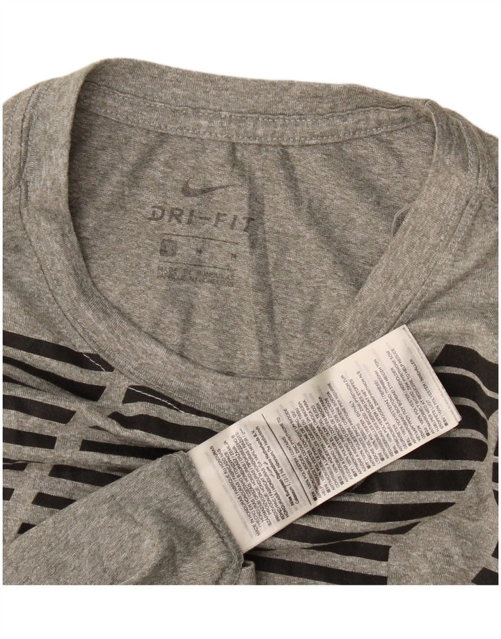 Męski T-shirt z grafiką Nike Dri Fit, średni szary poliester
