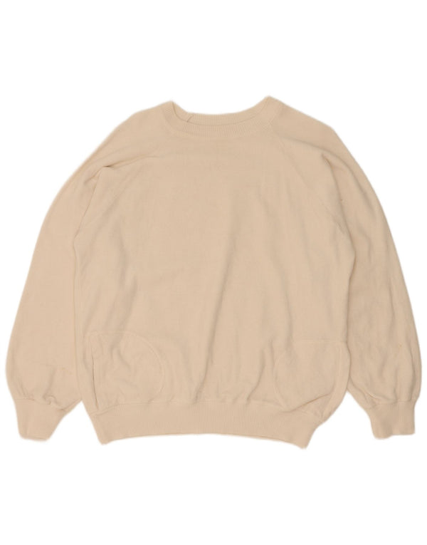 Sweter damski w stylu vintage z dekoltem w łódkę, UK 18 XL, biała bawełna