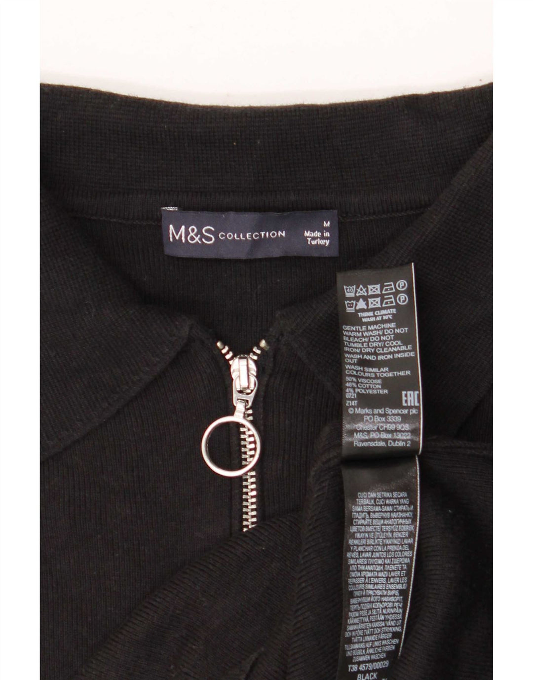Damska koszulka polo Marks & Spencer UK 14, średnia czarna wiskoza