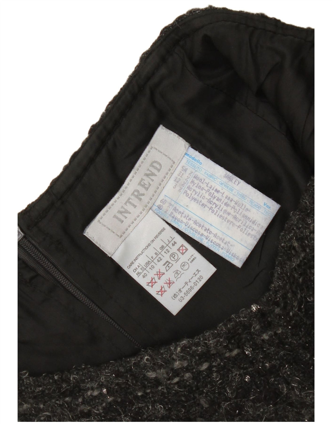 Intrend Damska spódnica ołówkowa UK 12 Medium W30 Szara wełniana kratka