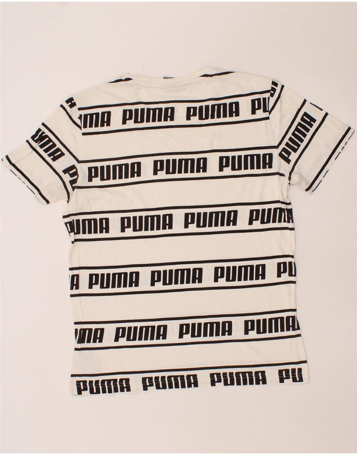 PUMA Mens Graphic T-Shirt Top Medium White Striped Cotton Vintage Puma and Second-Hand Puma from Messina Hembry 