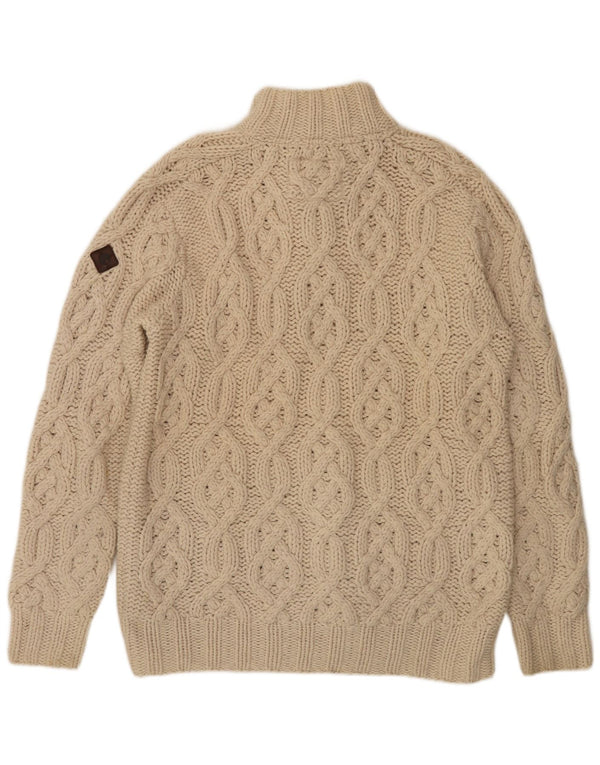 Timberland Męski sweter zapinany na guziki, duży, z białej wełny