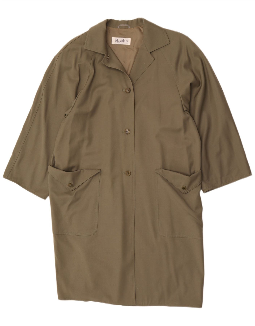 Max Mara Damski płaszcz oversize UK 14, duża wełna khaki