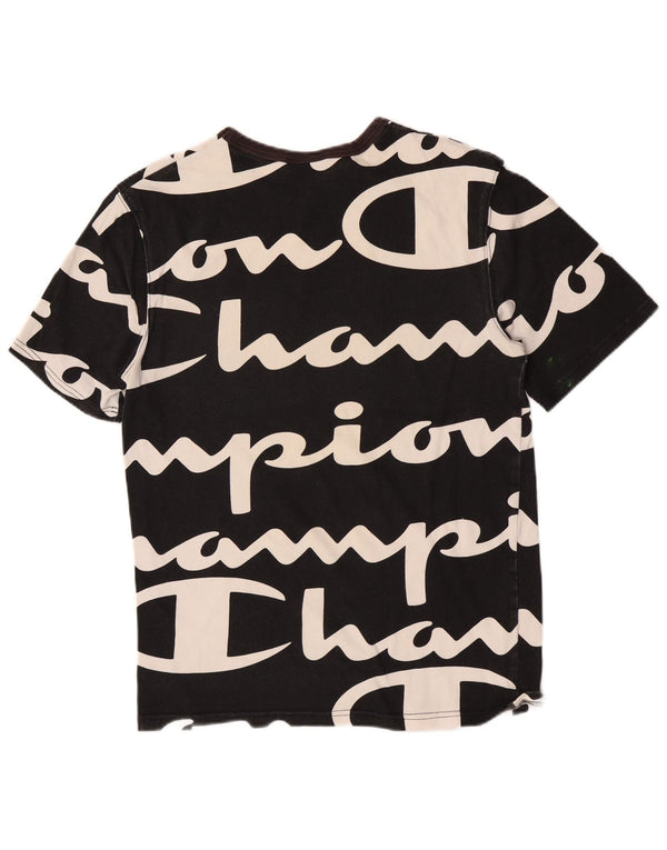 Męski T-shirt Champion z grafiką, mały, czarny, bawełniany