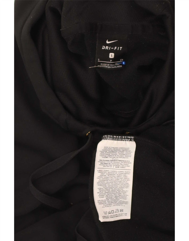 Męska bluza z kapturem Nike Dri Fit z grafiką, mała, czarna, poliestrowa z blokami kolorów