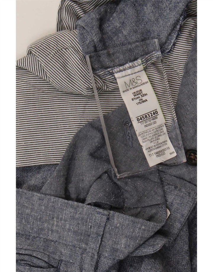 Marks & Spencer Męskie spodenki Chino W32 Średni niebieski lniany