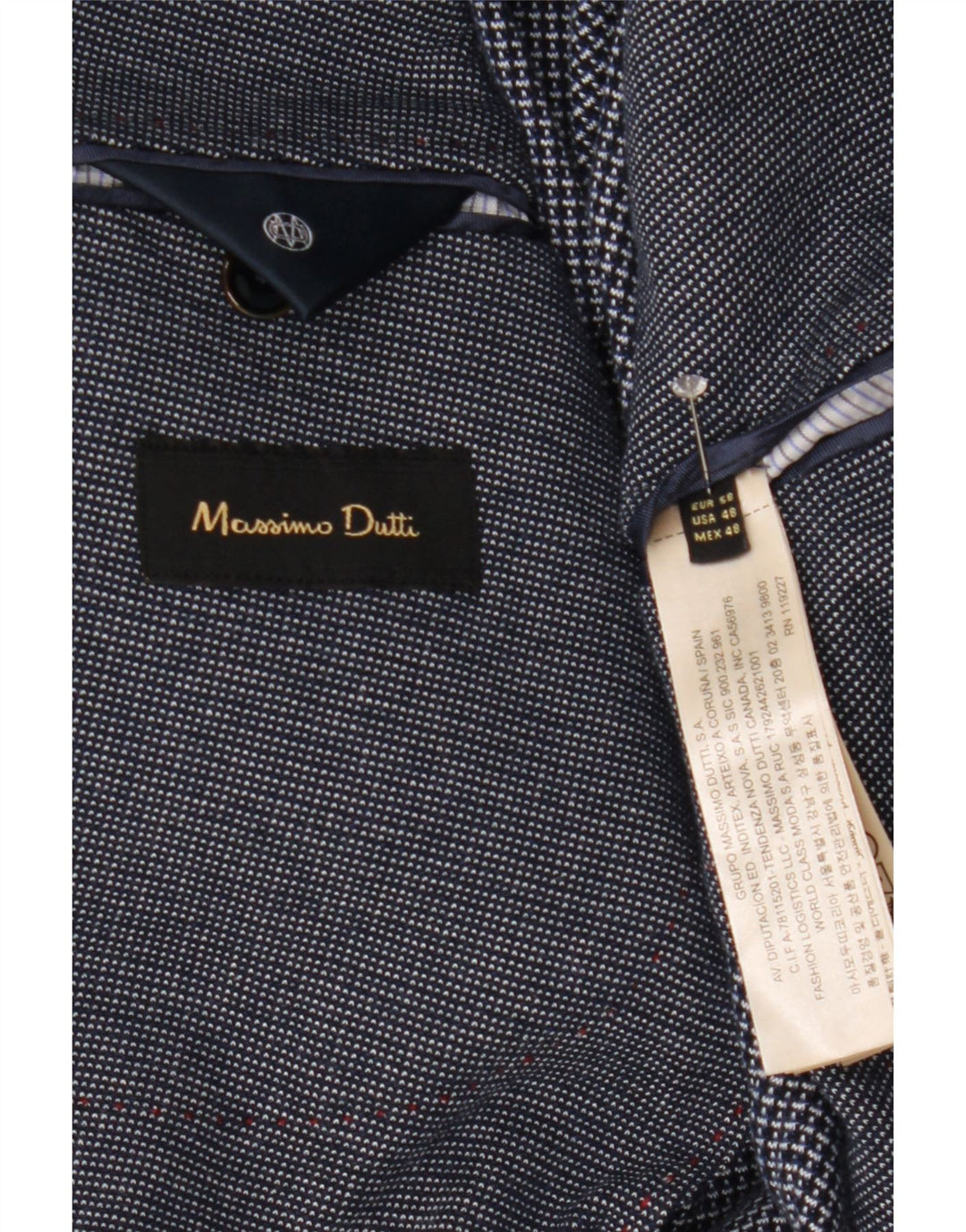 Męska marynarka zapinana na 2 guziki Massimo Dutti EU 58 2XL Granatowa, bawełniana