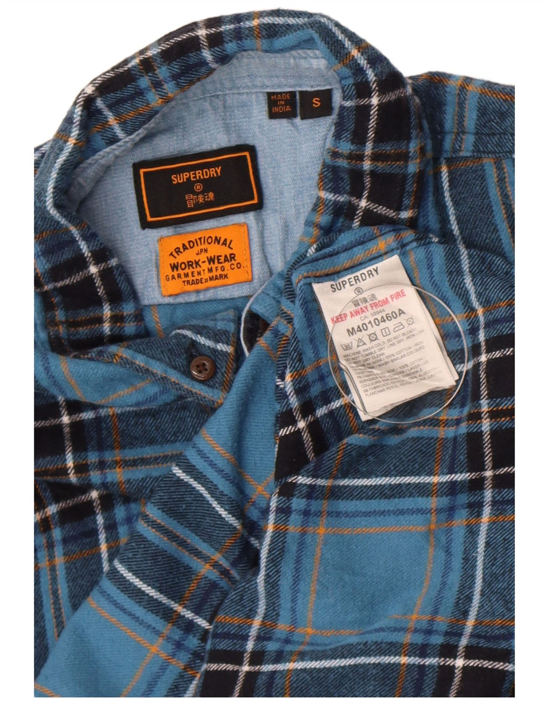 Męska koszula flanelowa Superdry w małą niebieską kratkę, bawełniana