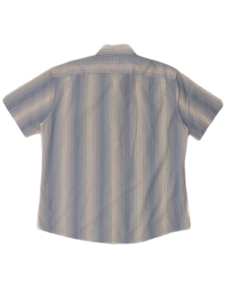 Męska koszula z krótkim rękawem Ben Sherman, 4XL, niebieska bawełniana kratka