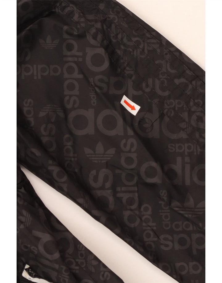 Męska kurtka przeciwdeszczowa ADIDAS z graficznym kapturem UK 38, średni czarny poliamid
