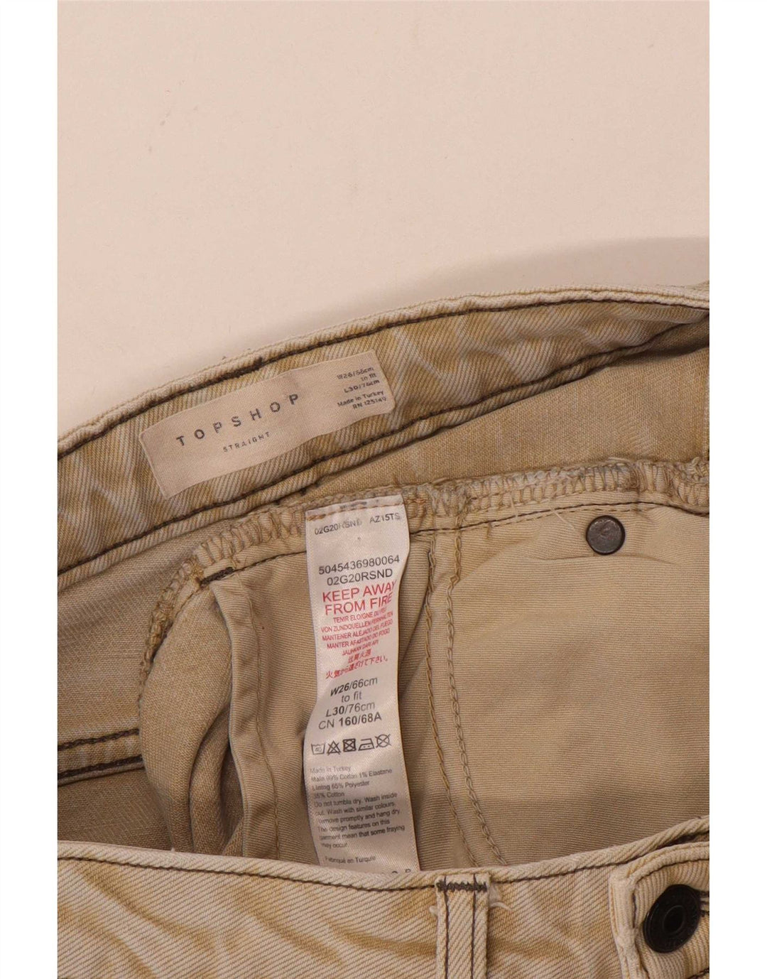 Damskie krótkie jeansy Topshop W26 L25 Beżowa bawełna