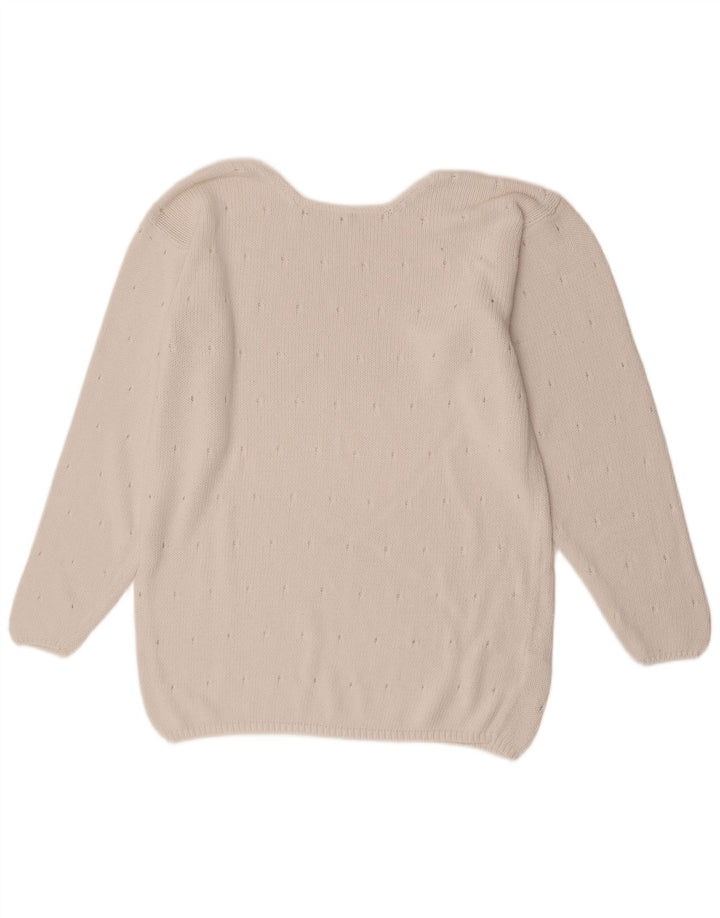 Sweter damski w stylu vintage z dekoltem w łódkę UK 18 XL, biały