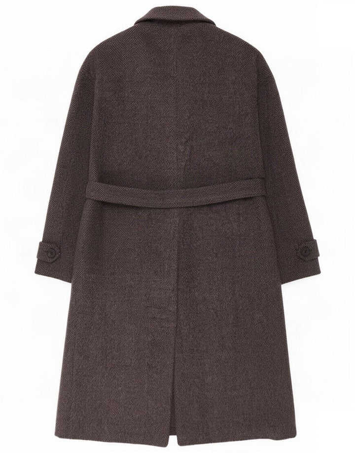Marella damski płaszcz oversize UK 10 mały szary wełniany w jodełkę