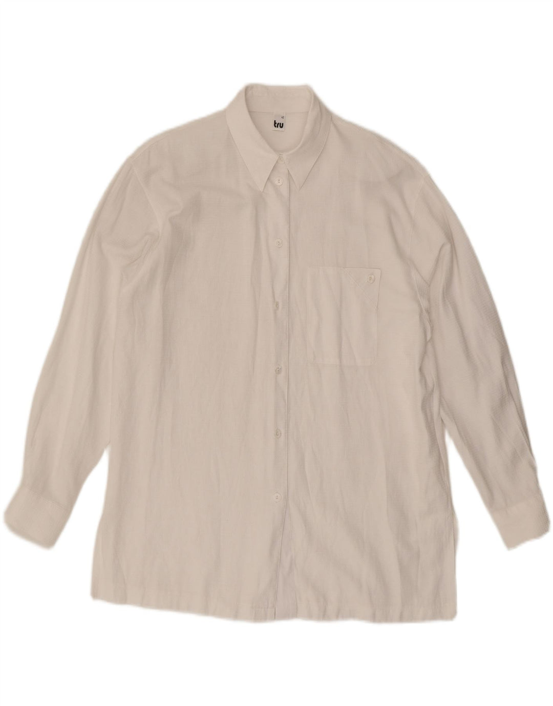 TRU Womens Shirt UK 14 Large White Viscose Vintage Tru and Second-Hand Tru from Messina Hembry 