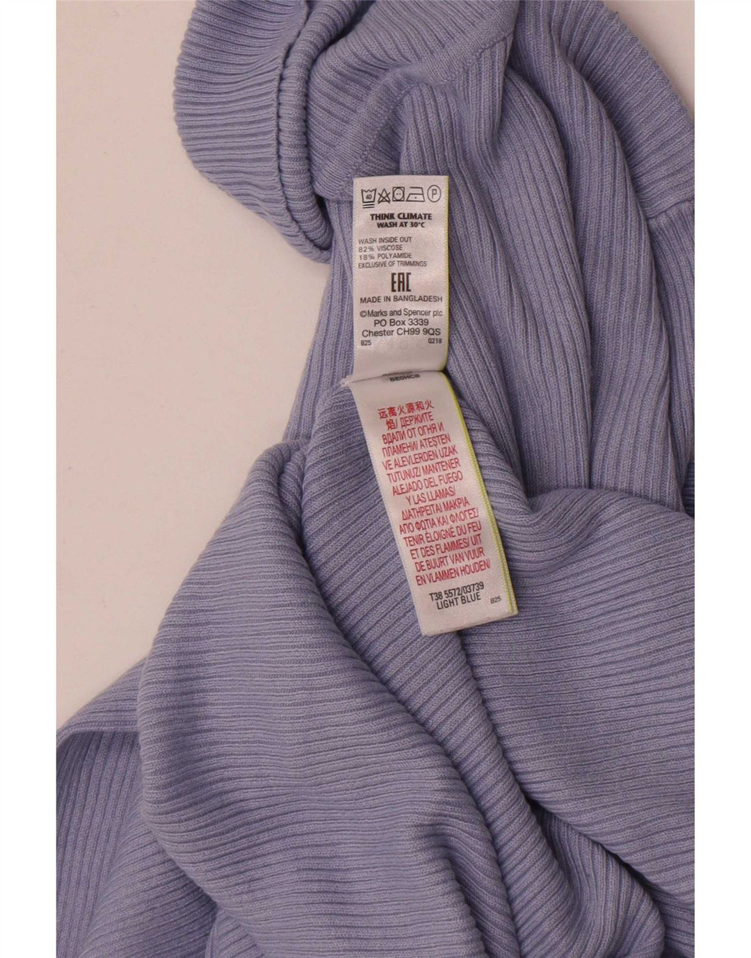 Marks & Spencer Damski sweter z golfem UK 12 Średni niebieski wiskoza