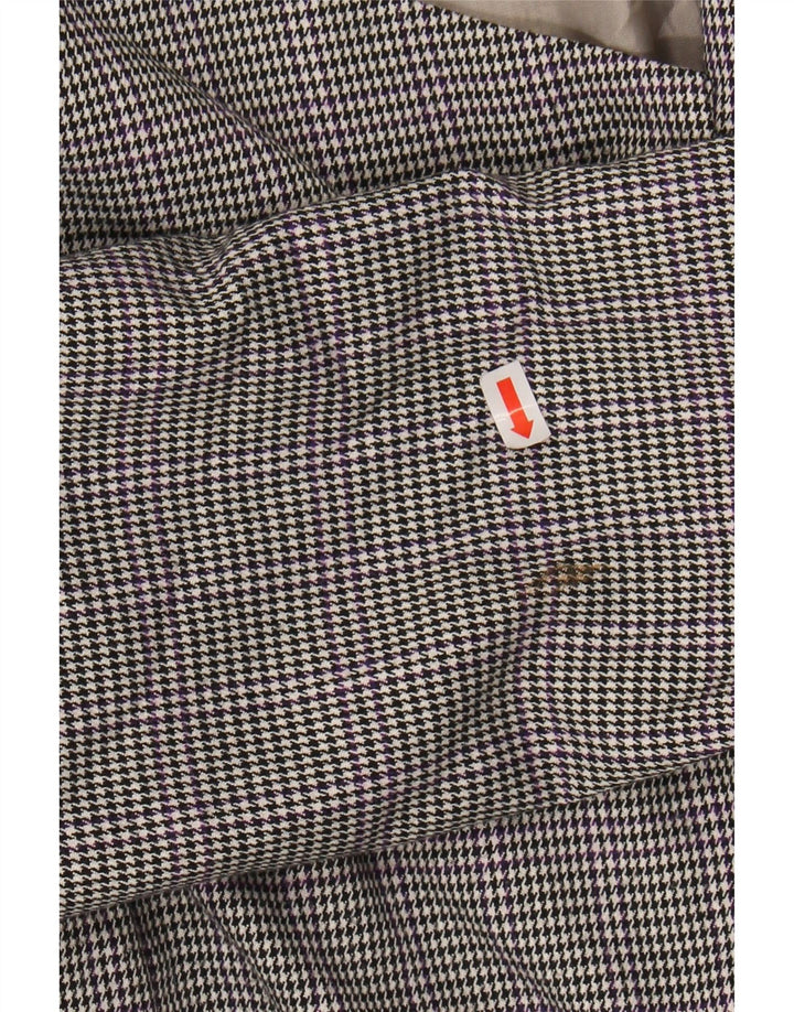 MIDINETTE Womens Double Breasted Coat UK 14 Medium Black Houndstooth