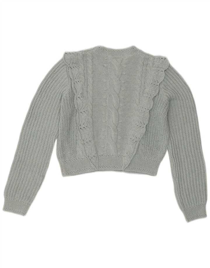 Damski sweter ZARA z okrągłym dekoltem UK 14, średni niebieski