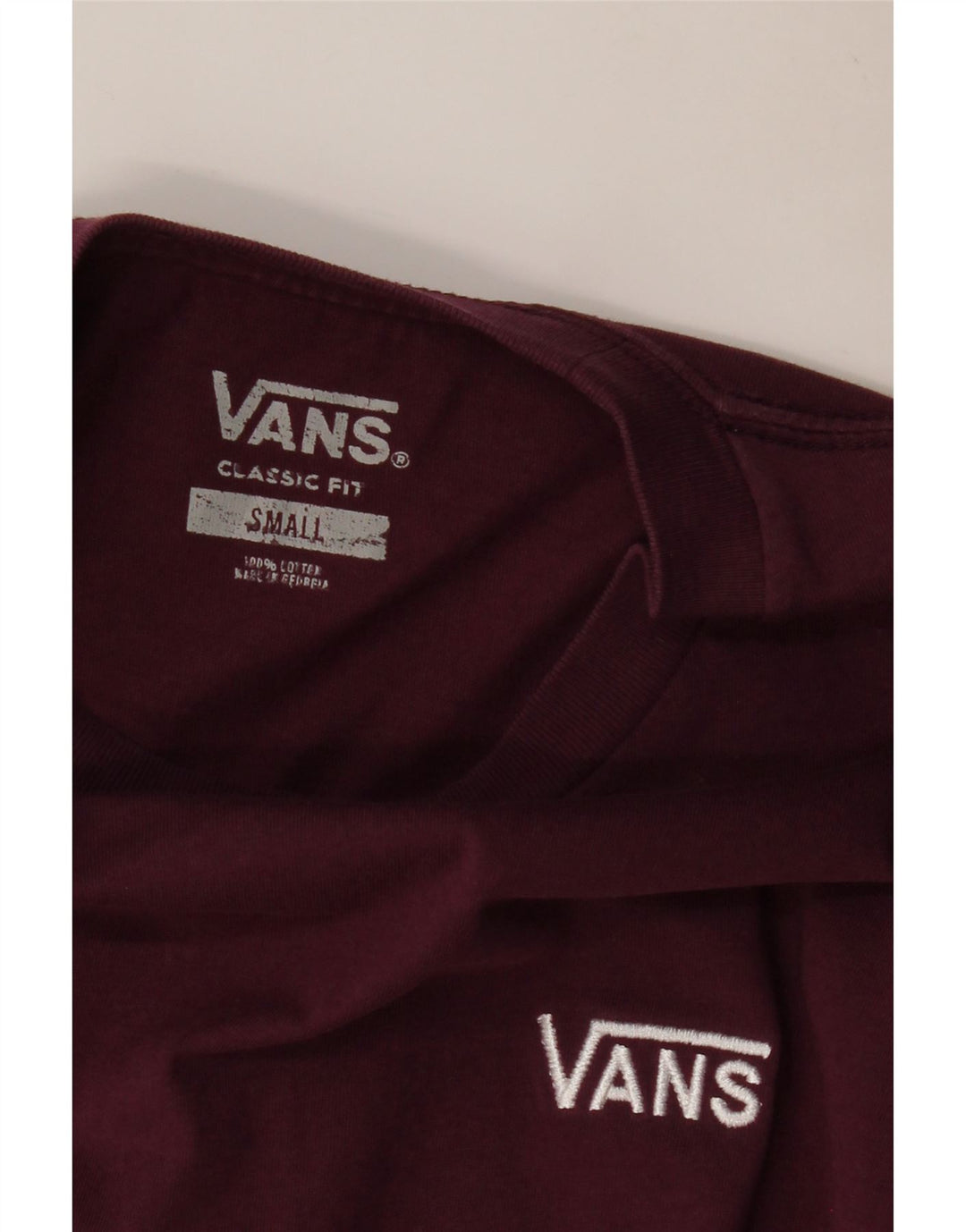 Męski T-shirt z grafiką VANS o klasycznym kroju, mały, bordowy, bawełniany